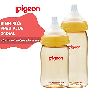 Bình sữa cổ rộng PPSU Plus Pigeon 160ml/ 240ml