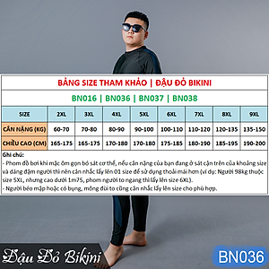 Đồ bơi nam cỡ đại đến 130kg, quần áo tắm big size cho người béo mập, áo dài tay khoá kéo & quần dài chống nắng, chất thun bơi lạnh Hàn co giãn đa chiều | BN036