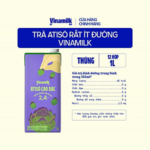 Thùng 12 hộp Trà Atisô ít đường Vinamilk - Hộp giấy 1L