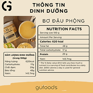 Bơ đậu phộng GUfoods - Không đường, Giàu protein thực vật, Lành mạnh, Eat clean, Healthy, Thuần chay