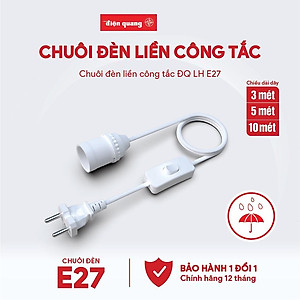 Chuôi đèn liền công tắc Điện Quang ĐQ LH E27 chống ẩm - kèm phích cắm và dây dài 3m/5m/10m