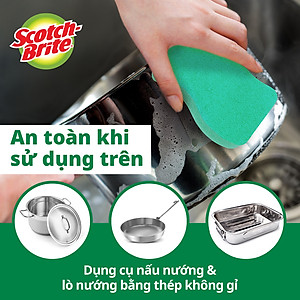 Miếng rửa chén hạt nổi siêu sạch Scotch Brite 3M đa năng, công nghệ độc quyền mới, mút kháng khuẩn ngăn vi trùng, không gây mùi, không bám cặn bẩn, dễ dàng vệ sinh (Màu cam/ Màu xanh lục)