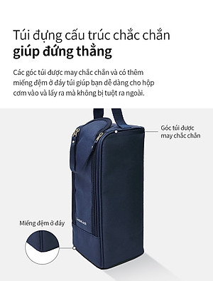 Bộ hộp cơm giữ nhiệt Lock&Lock Lunch Box LHC8052S01 - Hàng chính hãng có 3 ngăn riêng, kèm túi và muỗng đũa - JoyMall