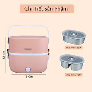 Hộp cơm cắm điện văn phòng JIDOSA JD3860 2 khay inox dung tích 1L giữ nhiệt, hâm nóng và tự nấu chín đa năng nhiều màu