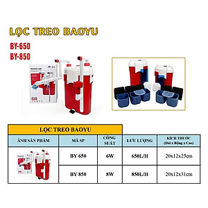 Máy Lọc Treo Bể Cá BAOYU BY-650/850 | Lọc Váng Xoay, Nước Sạch Hồ 30-90cm