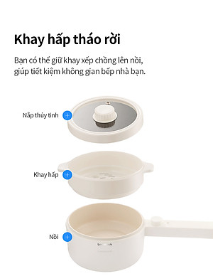 Nồi điện đa năng Locknlock Electric multi pot EJP436IVY 220V, 50Hz, 600W, 1.5L- Màu ngà - Hàng chính hãng