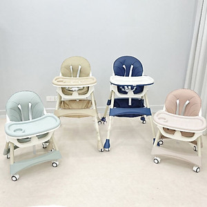 Ghế ăn dặm gấp gọn cao cấp Umoo mới nhất 2021, có bánh xe và điều chỉnh được độ cao