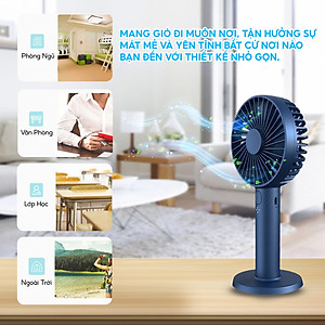 Quạt cầm tay tích điện mini Half Horse, kết hợp gương soi tiện lợi. Hàng chính hãng