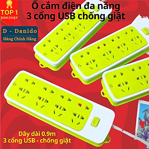Ổ Cắm Điện USB Đa Năng Cao Cấp Chống Giật Dây Dài 0.9m – 1.1m và 1.8m, Ổ Cắm Điện Công Suất 2500W Có Chốt An Toàn Tiện Lợi, Chính Hãng