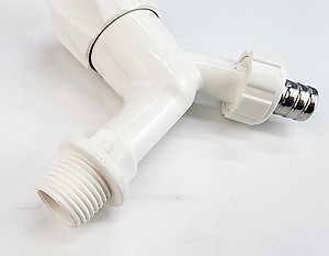 Bộ 3 vòi hồ tay núm tròn nhựa PP trắng, thân ngắn, ren 21-27mm Eurolife EL-HN05 (Trắng) (3 cái)