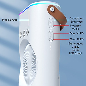 Quạt hơi nước tích điện Half Horse, xoay 180 độ , pin 4000 mah. Trợ thủ đắc lực cho mùa hè nóng nực