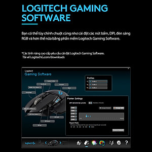 Chuột game hiệu suất cao Logitech G502 Hero RGB Lightsync - Hàng chính hãng