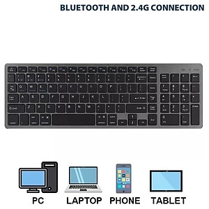 Bàn phím không dây K635 - pin sạc TypeC - đa kết nối bluetooth 5.0 + 3.0 + Usb wireless 2.4g hàng nhập khẩu