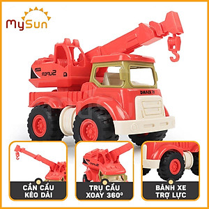 Bộ xe ô tô công trình đồ chơi cho bé - xe cần cẩu, xe ben chở cát, ô tô máy múc, xe bồn trộn bê tông