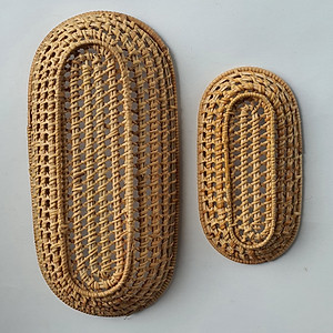 Khay mây tre đan đựng đồ tiện dụng|Hình bầu dục| Hàng thủ công thân thiện môi trường