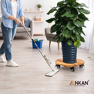 Đế Kê Chậu Cây Có Bánh Xe ANKAN, R30cm Làm Giá Đỡ Kệ Hoa Cây Cảnh, Màu Vàng Nắng, Chịu Tải 120Kg