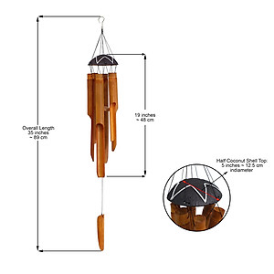 Chuông Gió Tre Gáo Dừa Họa Tiết Trang Trí Ngôi Sao - Sản Phẩm Phong Thủy Thân Thiện Môi Trường Bền Đẹp Âm Thanh Vang