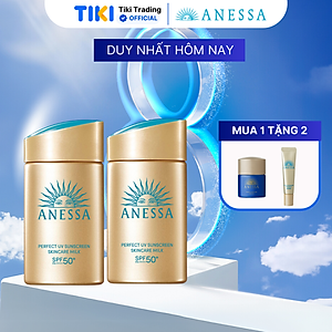 Bộ đôi Kem chống nắng dạng sữa dưỡng da kiềm dầu bảo vệ hoàn hảo (Anessa Gold Milk 60ml x2)