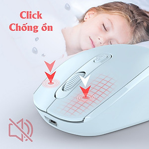 Chuột không dây Bluetooth, chuột máy tính HXSJ M107B chống ồn, DPI 1600, chế độ kép wireless usb 2.4Ghz, bluetooth chuyên dùng cho laptop, máy tính, tivi - Hàng chính hãng