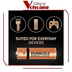 Pin AA Duracell Everyday , Pin Tiểu vỉ 4 viên cho máy nghe nhạc, chuột không dây, bàn phim - Hàng Chính Hãng