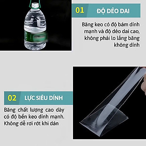Băng keo 2 mặt trong suốt siêu dính dài 3m rộng 3cm, băng keo nano hai mặt