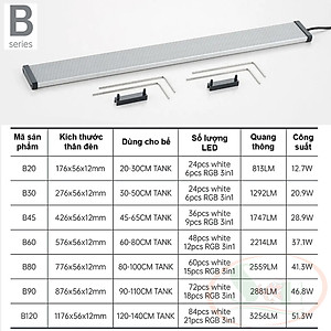 Đèn led Chihiros B 20, 30, 45, 60, 80, 90, 120 cm series quang phổ rgb bể thủy sinh cá tép