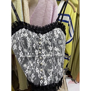 Áo 2s hai dây khuy ngọc phối ren có đệm ngực