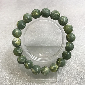 Vòng tay chuỗi hạt ngọc Việt Nam màu xanh đá cẩm thạch ngọc serpentine cho người mệnh Hỏa và mệnh Mộc