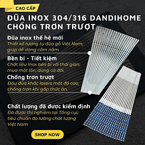 Set 05 đôi đũa inox 304 - 316 DandiHome 2020 chống trơn trượt, sang trọng, tinh tế