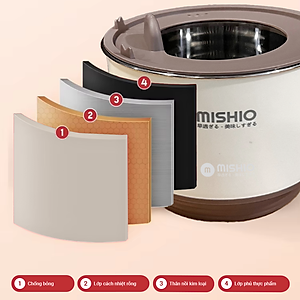 Nồi Lẩu Điện Mini 1.5L Mishio MK392 600W lòng nồi inox 304 không gỉ sét - hàng chính hãng