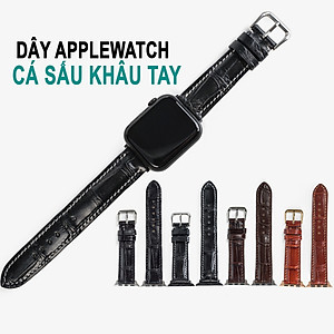 Dây đồng hồ dành cho AW da cá sấu đốt tre D108 - Da thật khâu tay thủ công cao cấp