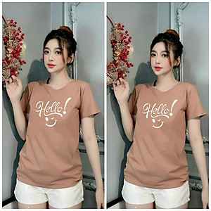 Áo thun nữ MXM cổ tròn form rộng in chữ Hello phong cách trẻ trung Hàn Quốc từ 45-60kg ( ANU032 )