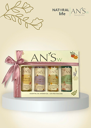 Hộp quà tặng combo 4 gel tắm AN'Sw tặng sinh nhật, 20/10, 20/11, Noel, Tết, Valentine, 8/3 (kèm túi giấy)