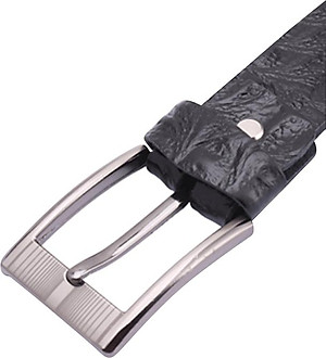 Thắt Lưng Nam Vân Cá Sấu 1 Lớp Huy Hoàng HT4123 (120 x 4 cm) - Đen