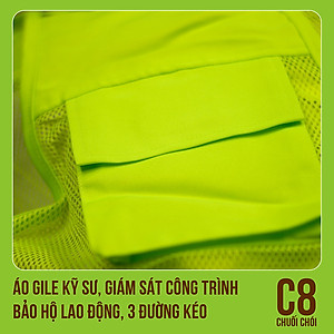 Áo Gile Kỹ Sư, Giám Sát Công Trình, Bảo Hộ Lao Động, 3 Đường Kéo - Mã C8 (Chuối Chối) 