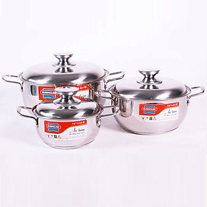 Bộ Nồi Inox 3 Đáy Sunhouse SH335 (16-20-24cm)