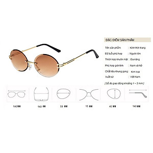 Kính Râm, Kính Mát Nữ, Không Viền Gọng Khoan, Mắt Oval Xanh Dương, Nâu Trà, Chống Tia UV 400 - BLUE LIGHT