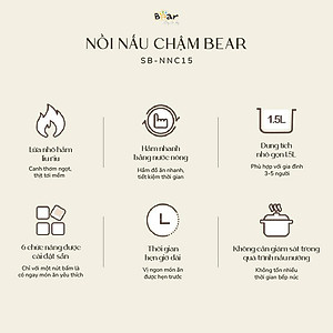 Nồi Nấu Cháo, Nấu Chậm 1.5L Bear SB-NNC15 (120W) - Hàng chính hãng