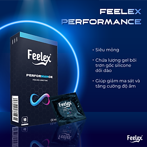 Bao cao su Feelex Performance siêu mỏng, kéo dài thời gian quan hệ - Hộp 10 bcs