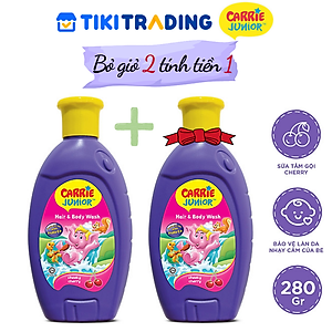 Chai Sữa Tắm Gội cho bé Carrie Junior hương trái cây thiên nhiên 280g