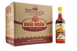 Nước mắm Khải Hoàn Phú Quốc 40-43 độ đạm 520ml thùng 12 chai thủy tinh