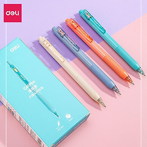 Bút Bi Nước Mực Gel Màu Đen Cao Cấp Ngòi 0.5mm Deli - Kẹp Bút Điều Chỉnh Kích Thước - 4 Màu Sắc Thời Trang BST Văn Phòng Phẩm Cao Cấp Nusign - NS568