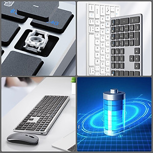 Bộ Bàn phím chuột không dây Fullsize H869 pin sạc TypeC đa kết nối bluetooth 5.2 + 3.0 + Usb wireless 2.4G hàng nhập khẩu