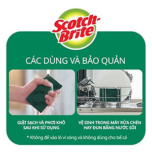 Cước rửa chén siêu sạch Scotch Brite 3M 150x100mm hình chữ nhật đa năng,lấy sạch vết bẩn cứng đầu hiệu quả [Gói 5 miếng]