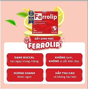 Sắt Bột Buccal Tan Ngay Trong Miệng Ferrolip ( hộp 20 gói) dự phòng thiếu máu cho người lớn, mẹ bầu 
