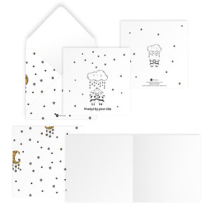 Bộ 4 thiệp vuông 12cm SDstationery PANDA gấu trúc mừng sinh nhật, tình yêu, tình bạn, bố mẹ