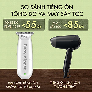 Tông đơ cắt tóc mini Kemei KM-1319 chuyên dụng cắt tóc cho bé, trẻ em sơ sinh hoạt động êm ái hạn không tiếng ồn - Hàng chính hãng