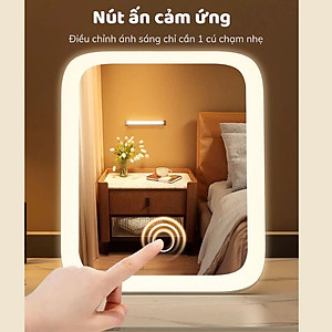 Gương Soi Trang Điểm Để Bàn Có 3 Chế Độ Đèn Led Thông Minh Tích Điện Siêu Hot - Thiết Kế Hiện Đại - Hàng Chính Hãng