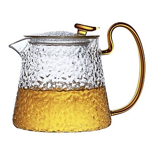 Ấm Pha Trà Thủy Tinh Có Lõi Lọc Quai Vàng Cao Cấp 500ml
