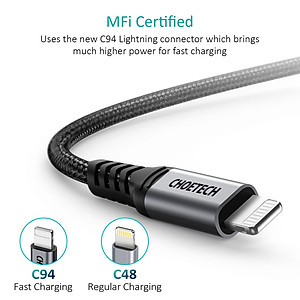 Combo Củ Sạc Nhanh 25W CHOETECH PD6003 Và Cáp Type C to Lightning MFI 20W Dây Nylon Dài 1.2m IP0039 Dành Cho iPhone iPad - Hàng Chính Hãng